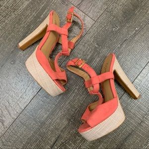 Women’s coral platform espadrille sandals